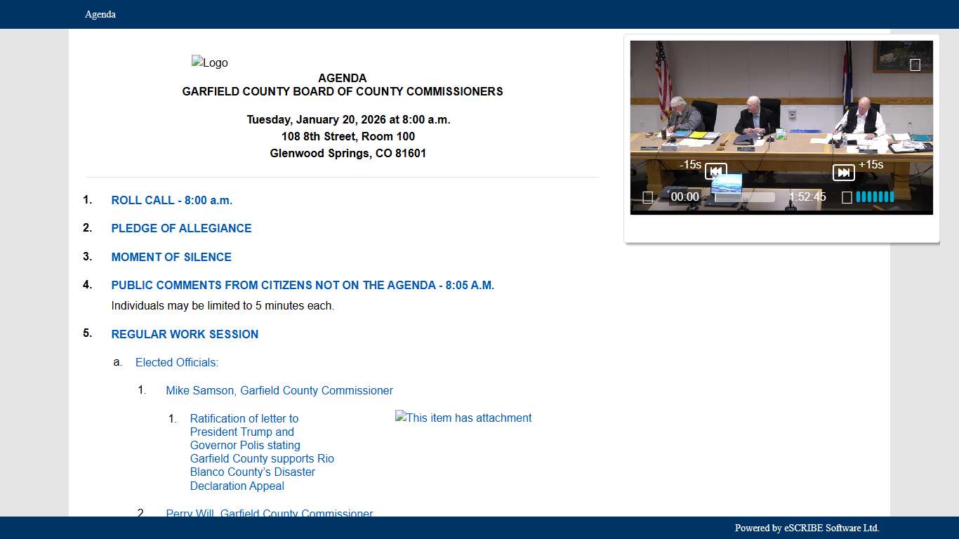 Board of County Commissioners - Meeting - January 20, 2026