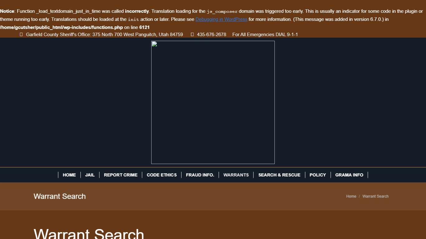 Warrant Search – Garfield County Sheriff Panguitch, Utah